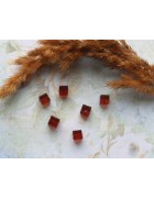 Бусины пластиковые квадратные прозрачные 7 мм. Коричневые